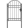 vidaXL Cancello Recinzione ad Arco Pedonale Antiruggine Robusto con Serratura e Montanti Recinto Giardino in Acciaio 100x150 cm Nero