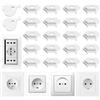 Vinabo 20PCS copri prese corrente bambini con 2 chiavi, Copri presa elettrica universale per sicurezza bambini, Protezione presa elettrica per bambini per uso domestico (Bianco)