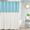 DOSLY IDÉES Tenda da doccia per bagno, motivo a righe beige e blu, con bottoni, tessuto misto cotone, stile country chic, 182,9 x 183 cm