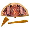 DRW Ventaglio in legno decorato con l'Opera Zodiac di Alphonse Mucha 42 cm