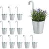 Relaxdays Vasi da Appendere, Set da 12, Portavaso, HLP. 30 x 13 x 20 cm, Vasetto in Metallo Zincato, Argento, Ferro