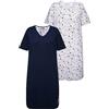 Ulla Popken Bigshirts, 2er-Pack, Rundhals-/V-Ausschnitt, Halbarm Maglia Lunga, Blu Notte, 48/50 IT Donna