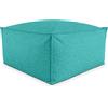 Deshome Pouf poggiapiedi 100x100x50 cm idrorepellente, imbottitura sfoderabile per esterno interno: Puff design per divano soggiorno camera da letto, Puff, Pouffe salotto Light Pouf (Verde turchese)