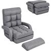 HOMASIS Poltrona Letto Convertibile con Schienale Regolabile a 5 Posizioni, Divano Letto Ergonomico Pieghevole con Cuscino e Bracciolo per Soggiorno, Camera da Letto, 167 x 71 x 12 cm (Grigio)