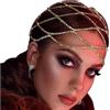 RUNRAYAY Rhinestone Mash Coperino Capo, ruggendo Belly Dance Dance Crystal Flapper Head Chain Accessori per capelli da sposa per donne Festa di costumi - Golden