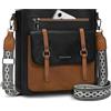 RAINSMORE Borsa Tracolla Donna Borse a Tracolla Borsetta Donna Multitasche Borse a Spalla in Pelle Media Crossbody Bag per la Shopping Scuola Lavoro Viaggio Nero e Marrone