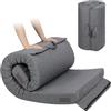 REDCAMP Materassi futon da campeggio, portatile, singolo, con cerniera e borsa per il trasporto, materasso da viaggio arrotolabile, per pavimento, auto, tenda, interni ed esterni, grigio scuro