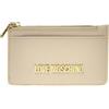 Love Moschino Portafoglio Con Zip Da Donna Marchio, Modello JC5614PP1LLD0, Realizzato In Pelle Sintetica. Avorio