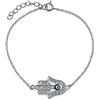 Bling Jewelry Amuleto Turco Talismano Delicato Malocchio Hamsa Mano Bracciale Fascino Per Le Donne Adolescenti Cubic Zirconia CZ 14K Placcato Oro .925 Argento 7 8 Pollici Regolabile Extender