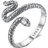 EUDORA Harmony Ball Anello Serpente in Argento Sterling S925 per Donne e Uomini, Fascia Serpente Aperta Regolabile, Gioielli Ideali come Regalo per Mamma e Papà
