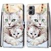 SNCLET Custodia per Motorola Moto G05 4G Portafoglio Cover in Pelle PU Libro Flip con Slot per Schede Bumper TPU Silicone Wallet Protettiva Magnetica Custodia per Motorola Moto G05 4G,Gatto E Gattino