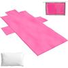 ICE TOYS Telo Mare Lettino 190 x 80 cm con 2 Tasche 40 x 20 cm con Cuscino, 40 x 30 cm, con Sacca Contenitore Pratica e comoda per spiaggia e viaggio (Magenta)