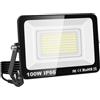RIGIDON Faretto LED da Esterno con Spina, 1x 100W 10000LM Fari di Sicurezza, Proiettore Led, Faretti lampada Per Giardino Cortile Garage Parete Officina Patio, IP66 Impermeabile 6000K Bianco Freddo