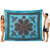 o-day Telo Mare Matrimoniale Cotone Etnico - Telo Mare Grande 240x220cm - Coperta Da Spiaggia XXL Artigianale Multifunzione (Fiori in Volo, Azzurro Polvere)