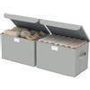 GUOHNHE Set di 2 Scatole Portaoggetti con Coperchio, Contenitori Pieghevoli con 2 Maniglie, Organizzatori per Armadio, Camera da Letto, 26 x 20 x 17 cm, Grigio, XSNY12GS-2