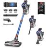 BuTure VAC Aspirapolvere senza fili 450 W/38000 Pa, Carica da parete, 55 mins, Potente Spazzata Elettrica Senza Fili con Touch Screen Intelligente e Antivento, 1,5 L per Pavimenti, Tappeti, Animali