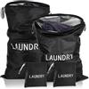 TranRantic 4 Pezzi Sacco Portabiancheria Sporca,Pieghevole Sacco Biancheria Sporca con Cerniera,Laundry Bag per L'allenamento di Nuoto e Yoga,Sacca Impermeabile per Viaggio Vacanza in Famiglia(Nero)