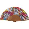 Tusitala Barcelona Ventaglio Spagnolo Flora - Legno e Cotone - 23 cm - Custodia in Yute Natural - Accessorio Moda - Fatto a Mano in Spagna - Eventi e Regali - Collezione Fiori