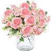 MisFun 3 Mazzi Peonie Artificiali, Peonie Finte Realistiche, Fiori Artificiali di Seta, Faux Bouquet di Peonies, per Decorazioni per il Partito, Tavolo da Pranzo, Decorazione di Nozze (Rosa Scuro)
