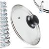 Vilde Coperchio in vetro con anello in acciaio inox per pentola e padella, diametro (18 cm), 12, 14, 16, 18, 20, 22, 24, 26, 28, 30, 32 cm, vetro resistente al calore a 200 °C, coperchio universale