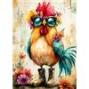 AIRDEA Pollo Diamond Painting, Fiori Diamond Painting Kit Completo, Diamantini Crystal Art Hobby Creativi Adulti Decorazione per Casa 30x40 cm