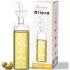 WELCOMAT Oliera da Tavola Salvagoccia - Un Filo D'Olio - In Vetro - 500ml / 0,5 litri, Con Dosatore, Facile da Pulire, Utensili Cucina, Regali per la Casa