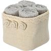 Casatessile Lavette Bagno con Cestino in Tessuto Set 4 pz. Roses Asciugamani Piccoli per Ospiti. - Grigio Scuro