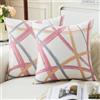 Jayusaror Federe Cuscini Divano 50x50 Rosa Giallo Grigio Velluto Cuscino Divano Geometriche Moderno Decorativi Autunno Copricuscini per Letto Divano Soggiorno Camera da Letto, Set da 2