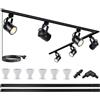 Bravsekai Faretti a Binario, Illuminazione a Binario Regolabile GU10 con 6 Luci, Moderno Sistema a Barra LED 4000K, Kit nero Binario per Soffitto/Parete Cucina