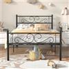 VECELO Telaio per letto 90 x 190 cm, letto singolo in metallo, non serve rete, montaggio semplice, grande spazio in listelli, nero