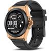 BRIBEJAT Smartwatch Uomo, 1.32'' HD Orologio Smartwatch, Orologio Fitness con Sonno/Cardiofrequenzimetro/SpO2, Impermeabil IP68 Contapassi da Polso, Orologi Digitale Rotondo per Android iOS, Oro