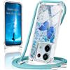 XCYYOO Cover Xiaomi Redmi Note 13 Pro 5G con Cordino, Custodia Redmi Note 13 Pro Liquido Quicksand con Brillantini, cordino ultra-sottile per custodia del cellulare in silicone TUP antiurto prova di caduta