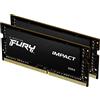 Kingston FURY Impact, kit di memoria per laptop DDR4 CL20 da 64 GB (2 x 32 GB) 3200 MHz, confezione da 2 KF432S20IBK2/64, Sistema compatibile con SODIMM basato su AMD