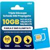 JZN Market H2O Wireless Scheda SIM Fisica Prepagata USA da 30 Giorni con 10GB di Dati 4G LTE/5G ad Alta Velocità e 5GB per Hotspot, Dati, Chiamate e SMS Illimitati verso 70+ Paesi, SIM USA per Telefoni Cellulari