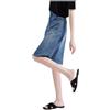 lozssnigzi Gonna Lunga Jeans Gonna Jeans al Ginocchio con Spacco Gonna in Denim Classico Vintage Elasticizzata Gonna Jeans Donna Moda Gonna a Vita Alta Curvy