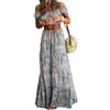 Generic Gonna a Trapezio a Pieghe Ampia Casual Abito a Maniche Corte da Donna Elegante Abito Primavera-Estate con Spalle scoperte-01 Blu-XXL