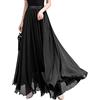 Oanviso Gonna Lunga Elegante Donna Curvy Cerimonia Gonne in Tulle Trasparente Chiffon Gonna Elasticizzata a Pieghe A-Linea Boho Maxi Skirt Nero L