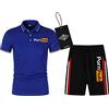 SPONYBORTY Polo Due Pezzi Camicie Maglietta Pantaloncini Manica Corta PO.RN_HUB Stampa Superiore Uomini & Donne Cotone Casuale Tracksuit Impostato Felpa con Cappuccio Tee Jogging / a5 / L