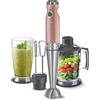 Sencor minipimer immersione SHB 56XX, frullatore 4 in 1, frullatore elettrico con bicchiere da 800ml, tritatutto elettrico, fruste elettriche, potenza da 1200w, 20 velocità (rosa)
