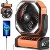 KITWLEMEN Ventilatore da campeggio con luce, 20000 mAh, 112 ore di autonomia max. 9 velocità, timer, oscillazione automatica, rotazione a 270° e gancio per campeggio, interruzione di corrente, uragano