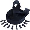 Aerzetix - C62772x5-C62864x10 - Kit di Cerniera Lampo Rinforzata Spirale 5m N°5 18G/MB Colore: Blu Scuro + 10 cursori N°5 Non bloccabile Colore: Blu Scuro - merceria Cucito