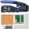 MAYLINE-TECH MAYLINE - Pinza per crimpare per cavi RJ45, Tester di rete, cavo RJ11 Cat5 Cat6 con 50 pezzi, set di strumenti di connettori in cristallo, spellatore per rilevatore di dati (rosso)