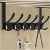 Gerhannery Appendiabiti da Porta con 6 Ganci, Salvaspazio Appendino da Porta, Ganci Porta Senza Forare, Metallo Attaccapanni per Cucina Ufficio Bagno (6 Ganci) (Nero)