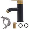 FALSKT Rubinetto Bagno Lavabo Acciaio Inossidabile 304, Miscelatore Cucina con Tubo Flessibile, Rubinetto Vasca da Bagno, Miscelatore Bagni per Lavandino, WC per Gli Ospiti (Oro Nero)