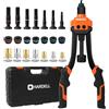 HARDELL Rivettatrice Manuale per Rivetti Filettati, 14 Pistola per Rivetti con 100 Dadi e 7 Mandrini (M6, M8, M10, 1/4-20, 5/16-18, 3/8-16, 10-24), Kit con Valigetta (35 cm)