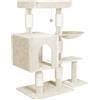 FIVMEN Tiragraffi grande altezza 93 cm, beige con colonne tiragraffi, grotta di gatti, piattaforme, cestino per gatti, albero da arrampicata per gatti, 49 x 40,5 x 93 cm
