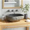 Générique Lavabo in pietra di fiume ovale 45-53 cm, Ferramenta,Idraulico,Attrezzature sanitarie,Lavelli e lavandini,Lavabo,Antracite,69.45 LB,146214