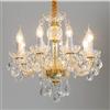 Braiton Lampadario in Vetro di Cristallo 8 Luci A Sospensione Trasparente Illuminazione A Soffitto Lampadari Classici A Candela Vintage per Sala da Pranzo Apparecchio,d'oro
