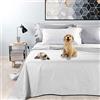 Byour3 - Copriletto Matrimoniale IDROREPELLENTE Cotone Telo Arredo Antimacchia per Animali Lavabile Singolo Due Piazze Primaverile Estivo Anti Peli Gatti Cani Graffi (Bianco, Queen Size