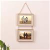 Mesnt Cornici Foto Multiple Da Parete, 15x20cm Legno bianco Rettangolo 2 Foto appesa al muro Cornici Foto per Soggiorno Camera da Letto, Orizzontale, Muro, Resina e Acrilico